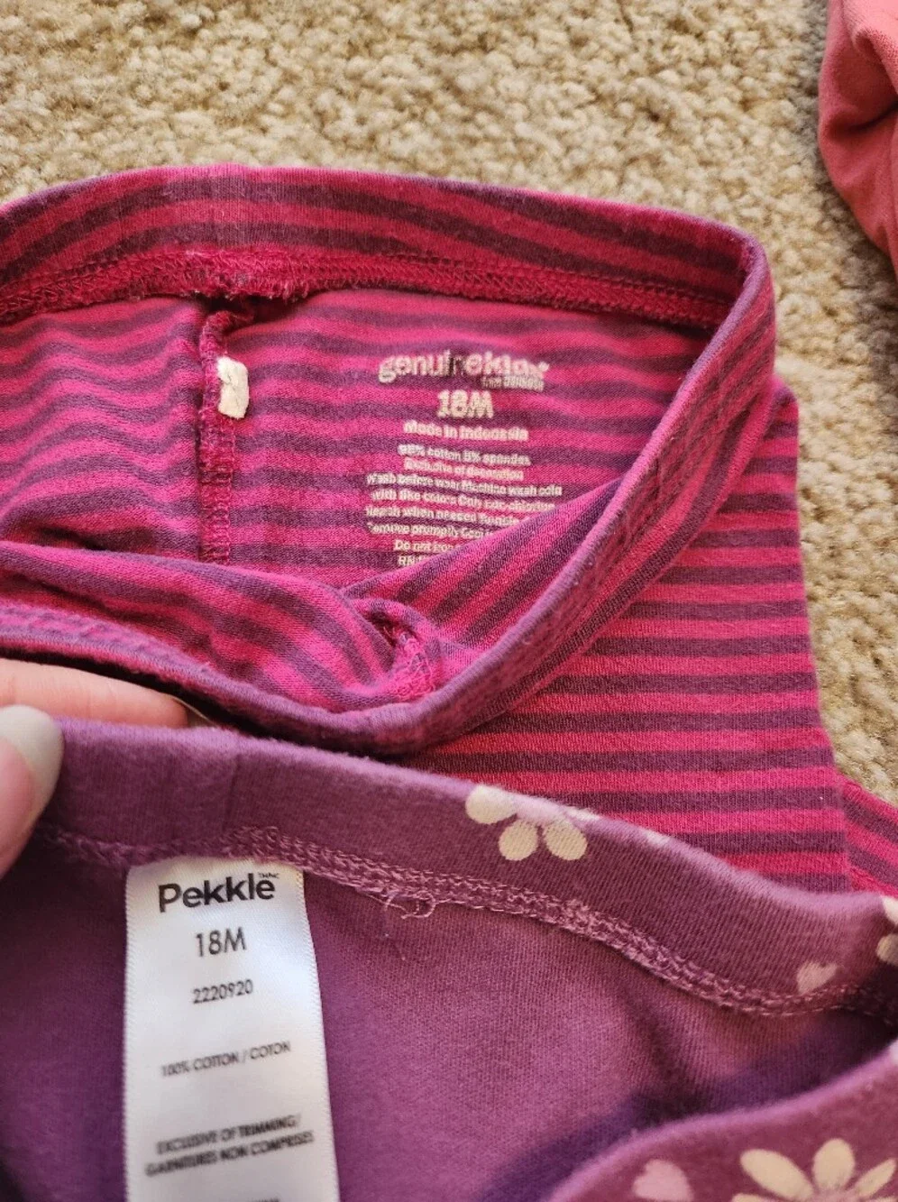 Large Lot of 18-24m Leggings & Shorts Pink Purple Stripes Hearts Bermuda